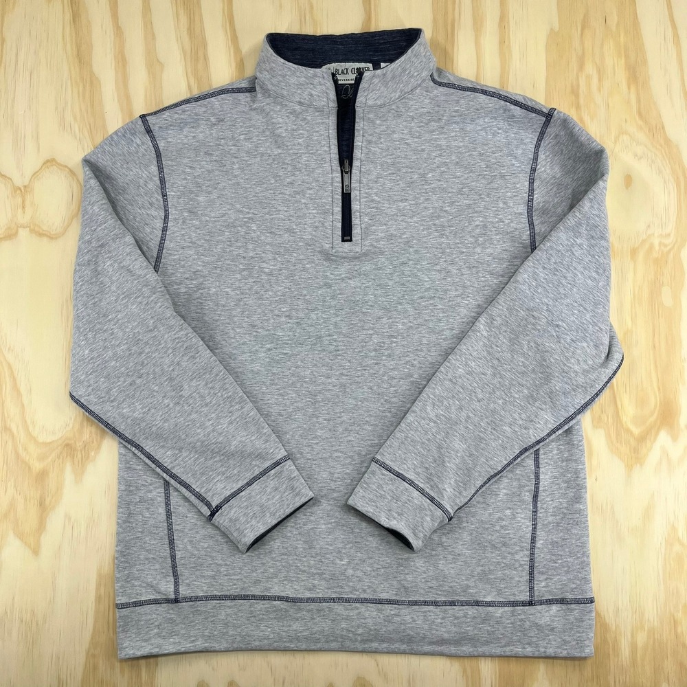 Black Clover Mens‎ XXL Reversible Quarter Zip Pullover Heathered Grey Navy Blue